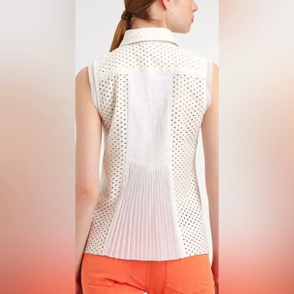 Tory Burch White Sleeveless Blouse - Picture 9 of 14